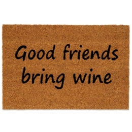 Πατάκι Εισόδου Good Friends Bring Wine LBTAH-AX71034 40x60cm Brown-Black Andrea House 40Χ60