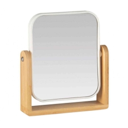 Καθρέπτης Επιτραπέζιος AH-BA23000 18x4,5x20cm Natural-White Andrea House Μέταλλο,Bamboo