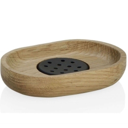 Σαπουνοθήκη Modern AH-BA67101 13x9x3cm Natural-Black Andrea House Ατσάλι,Ξύλο