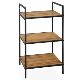 Ραφιέρα Μπάνιου LBTAH-BA69091 39x33x70cm Natural-Black Andrea House Μέταλλο,Bamboo