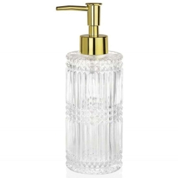 Δοχείο Κρεμοσάπουνου Diamond AH-BA69124 Φ7x12cm 290ml Clear-Gold Andrea House Πλαστικό, Γυαλί