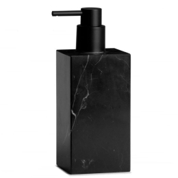Δοχείο Κρεμοσάπουνου Marble LBTAH-BA71174 7x7x18cm 150ml Black Andrea House Μάρμαρο