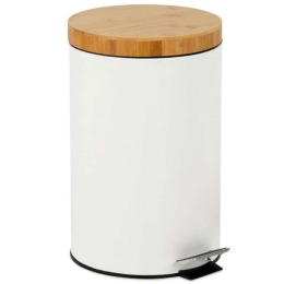 Κάδος Απορριμμάτων Nordic AH-CC72107 Φ25x40cm 12lt Natural-White Andrea House Μέταλλο,Bamboo