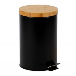Κάδος Κουζίνας Industrial AH-CC72108 12L 25x40cm Black-Natural Andrea House Μέταλλο,Bamboo