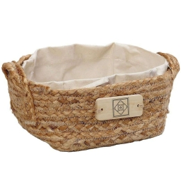 Καλάθι Ψωμιού AMN105 17x17x9cm Beige Espiel Βαμβάκι,Jute