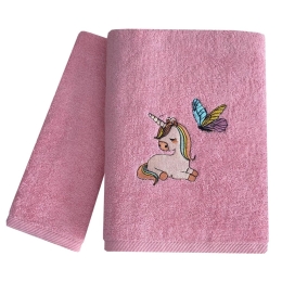 Πετσέτες Βρεφικές Fairy Unicorn (Σετ 2τμχ) Pink Astron Σετ Πετσέτες 70x130cm 100% Βαμβάκι