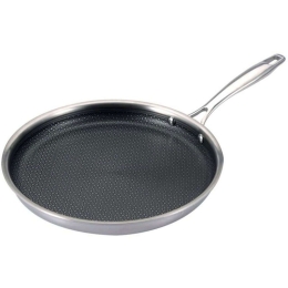 Τηγάνι Pancake Αντικολλητικό Hi-Tech-3 BGMP001614 Φ28x3cm Inox-Black Bergner 28cm Ανοξείδωτο Ατσάλι