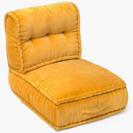 Πουφ Πολυθρόνα Velur LBTCAVELUBUTMOS 60x80x20/60x50x25cm Mustard Calma House