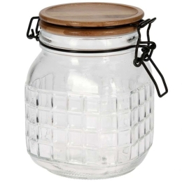 Βάζο Αποθήκευσης CD1002650 1100ml 13,9x11,6x15cm Clear Marva Γυαλί,Bamboo