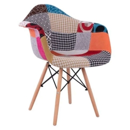 Πολυθρόνα Mirto 63x57x80 Με Ξύλινα Πόδια & Κάθισμα Patchwork HM005.25 Σετ 2τμχ