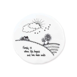 Σουβέρ Family Is Where Life Begins EI0211 9,8x0,8x9,7cm White-Black Πορσελάνη