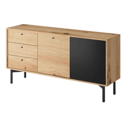 Μπουφές Flow 151x74x41cm Natural-Black Μελαμίνη