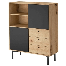 Βιβλιοθήκη Flow 102x126x41cm Natural-Black Μελαμίνη