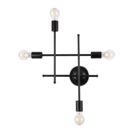 Φωτιστικό Τοίχου - Απλίκα Piping 00661 4xE27 Με Πλέγμα 40,5x9,5x52cm Black GloboStar