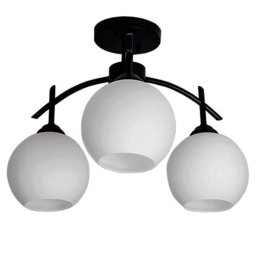 Φωτιστικό Οροφής - Πλαφονιέρα Luna 01087 Black -White GloboStar Μέταλλο,Γυαλί