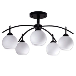 Φωτιστικό Οροφής - Πλαφονιέρα Luna 01088 Black-White GloboStar Μέταλλο,Γυαλί