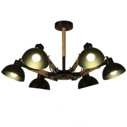 Φωτιστικό Οροφής Old School 01094 Black GloboStar Μέταλλο,Ξύλο