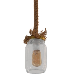 Φωτιστικό Οροφής Jam 01128 Beige GloboStar Σχοινί,Γυαλί