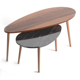 Βοηθητικά Τραπεζάκια Elips 0221432 116x46x46cm Walnut - Black Marble Effect