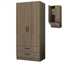 Ντουλάπα Δίφυλλη Ricardo 0253492 80x51,8x181cm Walnut Δίφυλλη