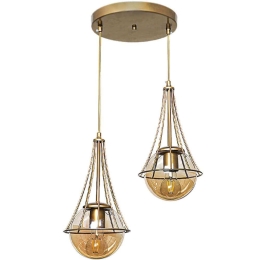 Φωτιστικό Οροφής Chavi 0124516 40x40x80cm 2xE27 60W Gold Megapap Μέταλλο