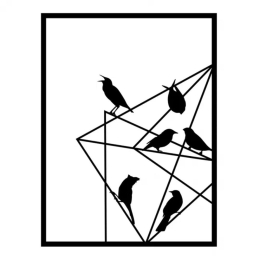 Διακοσμητικό Τοίχου Birds On Wire 214231 37x3x49cm Black Megapap Μέταλλο