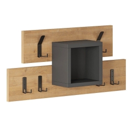 Κρεμάστρα Τοίχου Lumina 0241568 68x14,8x32cm Sapphire Oak - Anthracite Μοριοσανίδα, Μελαμίνη