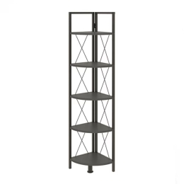 Βιβλιοθήκη Γωνιακή Kelsie 0261820 33x33x162cm Black-Anthracite