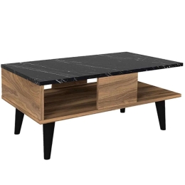Τραπεζάκι Σαλονιού Andros 0242776 90x54x39,6cm Marble Effect Black-Walnut