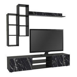Σύνθετο Τηλεόρασης Duana 0235967 180x38x35,7cm Black Marble Effect - Black