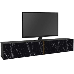 Έπιπλο Τηλεόρασης Επιτοίχιο Με Led Figure 0249135 181,8x31,7x30cm Marble Effect Black-Gold