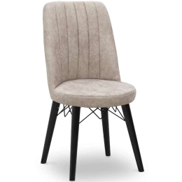 Καρέκλα Τραπεζαρίας Alegra 0248572 46x44x91cm Beige-Black Ξύλο,Ύφασμα