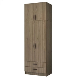 Ντουλάπα Δίφυλλη Με Πατάρι Ricardo 0256526 80x51,8x240cm Walnut Δίφυλλη
