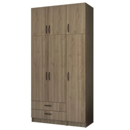 Ντουλάπα Τρίφυλλη Με Πατάρι Ricardo 0257184 120x51,8x240cm Walnut Τρίφυλλη
