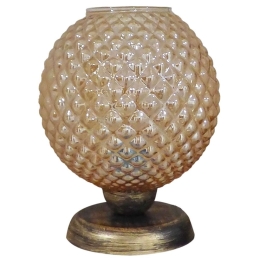 Φωτιστικό Επιτραπέζιο 09-0123 TL-07/5010 Ε27 Γυαλί Ball H26XΦ20cm Bronze-Honey Heronia Μέταλλο,Γυαλί