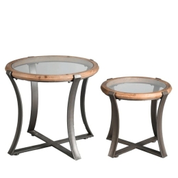 Τραπεζάκι Βοηθητικό (Σετ 2Τμχ) JAM102 68/53x61/48cm Brown-Clear Espiel
