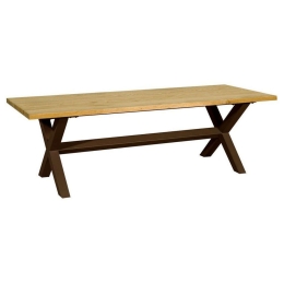 Τραπέζι Μεταλλικό Με Ξύλο Οξυάς 85-95x200x75cm 186536 Natural