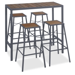 Τραπεζαρία Μπαρ (Σετ 5Τμχ) 223951 116x50x106cm Grey-Natural 4 Θέσεων
