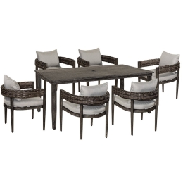 Τραπεζαρία Rattan Skiathos 240075 183x101,5x76/60x59x66cm Grey-Brown 6 Θέσεων