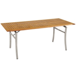 Τραπέζι Παραλ/μο Teak MAL-18 TEAK INOX 180x85x75cm Natural-Grey