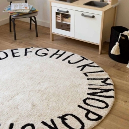Χαλί Παιδικό Abc Στρογγυλό Μαύρο Lorena Canals 150X150cm Round