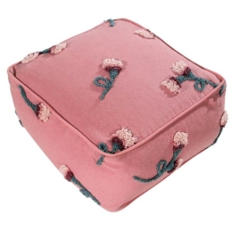 Πουφ English Gardens LOR-P-GARDEN-ASH 54X54X27cm Rose Lorena Canals Βαμβάκι-Πολυέστερ