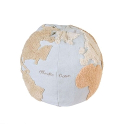 Πουφ Παγκόσμιος Χάρτης LOR-P-WMAP Beige-Light Blue 45Χ50Cm Lorena Canals Βαμβάκι-Μικροφίμπρα