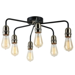 Φωτιστικό Οροφής - Πλαφονιέρα 02302 E27 55x17cm Black-Βrass Luma
