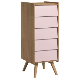 Συρταριέρα Vintage 162080299 50,5x44x128cm Natural-Pink