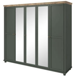 Ντουλάπα Πεντάφυλλη Capel 162283969 246x62x216cm Oak-Green Πεντάφυλλη