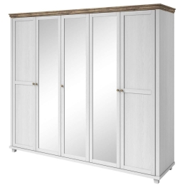 Ντουλάπα Πεντάφυλλη Capel 162283979 246x62x216cm Oak-White Πεντάφυλλη