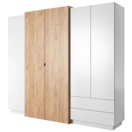 Ντουλάπα Πεντάφυλλη Edmond 162295959 230x51,6x202,2cm Oak-White Πεντάφυλλη