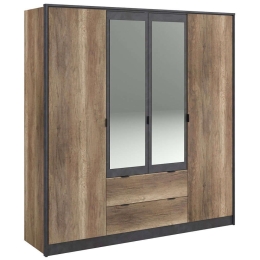 Ντουλάπα Τετράφυλλη Canada 162314409 190x52x203cm Oak-Black Τετράφυλλη
