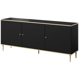 Μπουφές Glamour 162409819 180x40x76cm Black-Gold Μοριοσανίδα, Μέταλλο